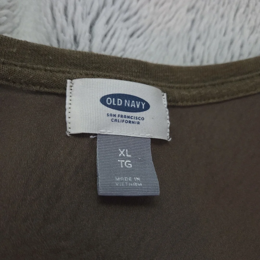 🌷Old Navy Women's XL Olive V-Neck Mesh Back Tank Top - Picture 3 of 3